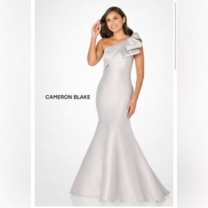 Cameron Blake One-Shoulder Silver Dress